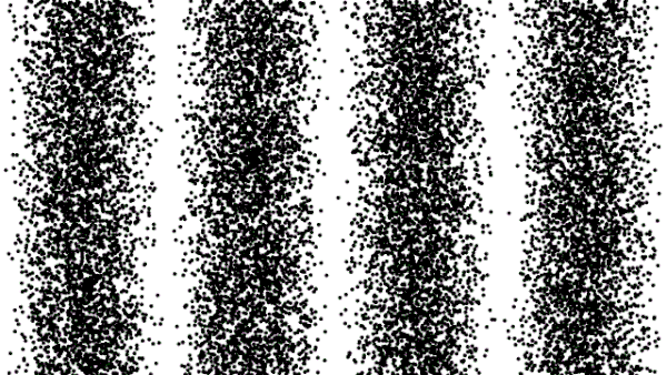 Dots appear on a blank screen, forming four bands of dots separated by three bands of blank space.